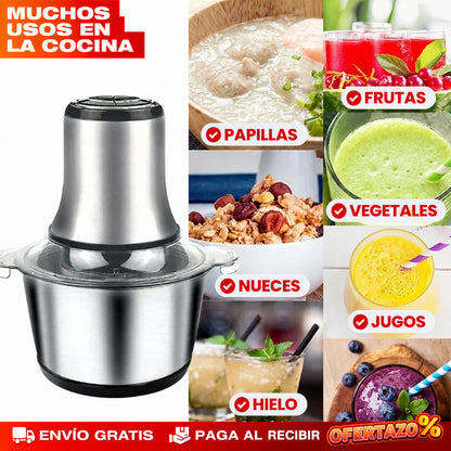 Molino Picador Eléctrico Acero Inoxidable 2 Litros – Pica y Muele en Segundos Sin Esfuerzo